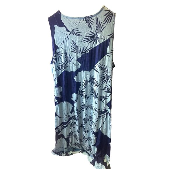 Soft Surroundings Blue Floral Tropical Sleeveless Long Shift Dress Sz 3X - Picture 2 of 7